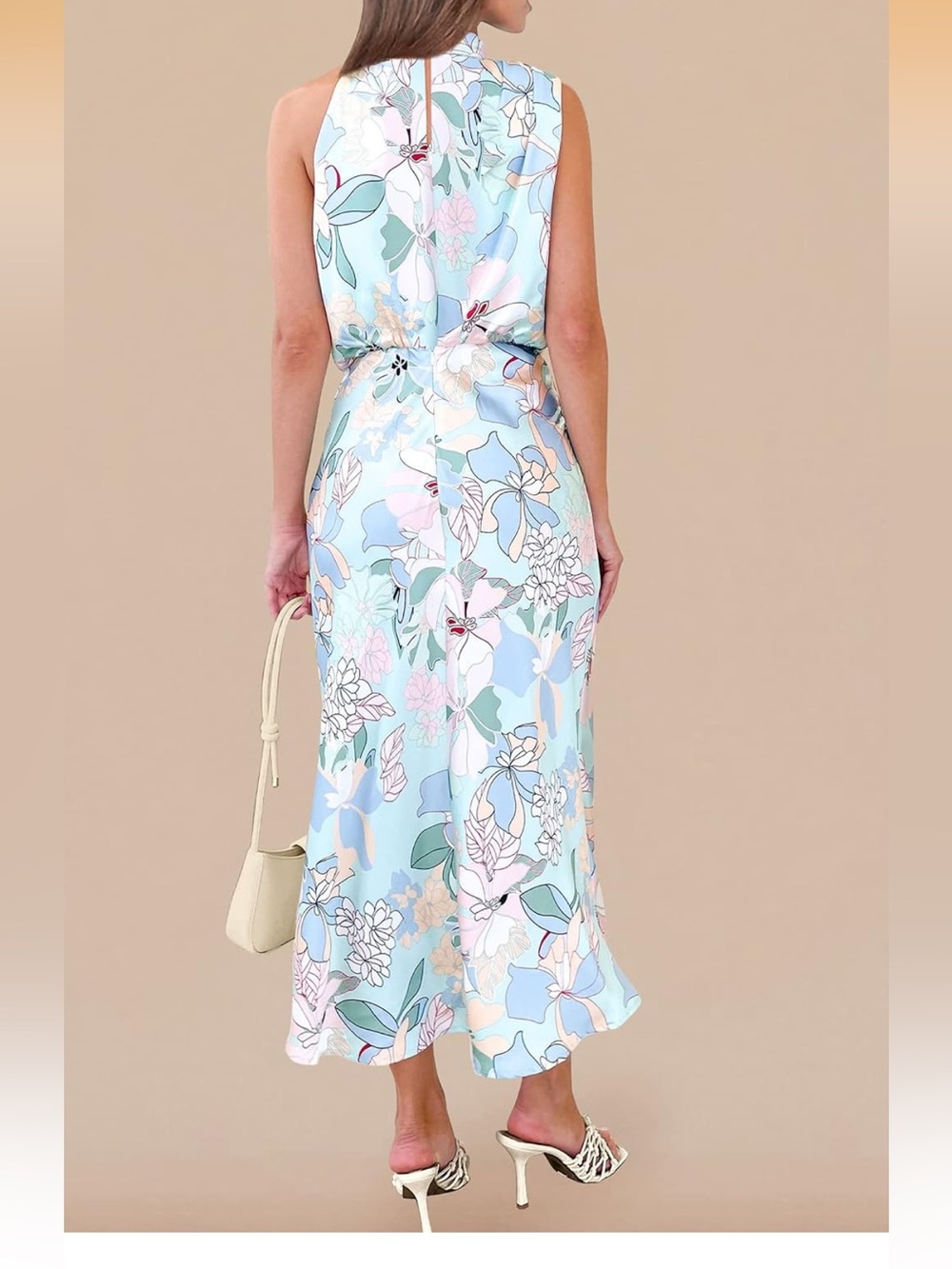 Summer Satin Maxi Cocktail Dress M. 2953/bb12-3:v - Picture 4 of 8
